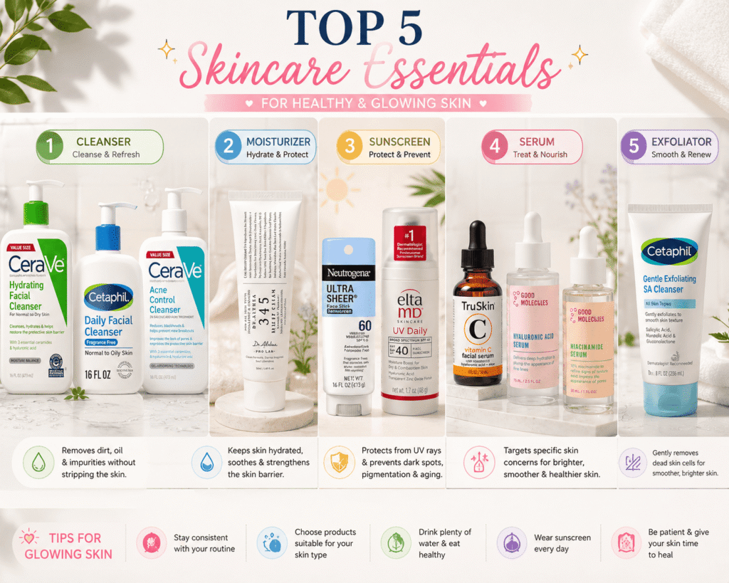5 Best Skincare Products for Healthy and Glowing Skin
